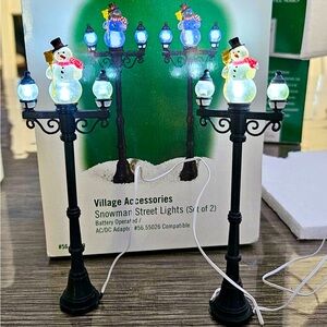 SOLD - Department 56 Snowman Street Lights (Set of 2)